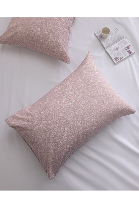 Alida %100 Pamuk Ranforce 2li Yastık Kılıfı - Pudra
