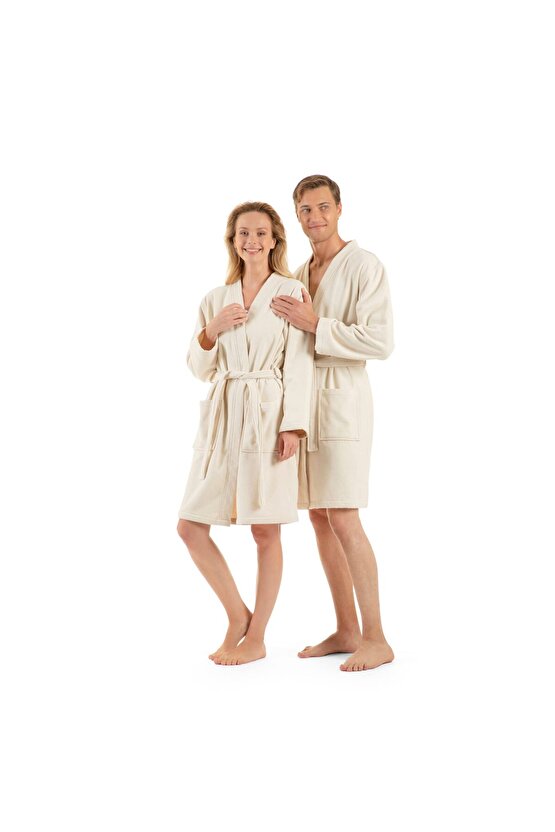 Unisex Bornoz Türk Pamuklu Keten Kimono Havlu Kumaş Şal Yaka Yumuşak Bornoz Abso