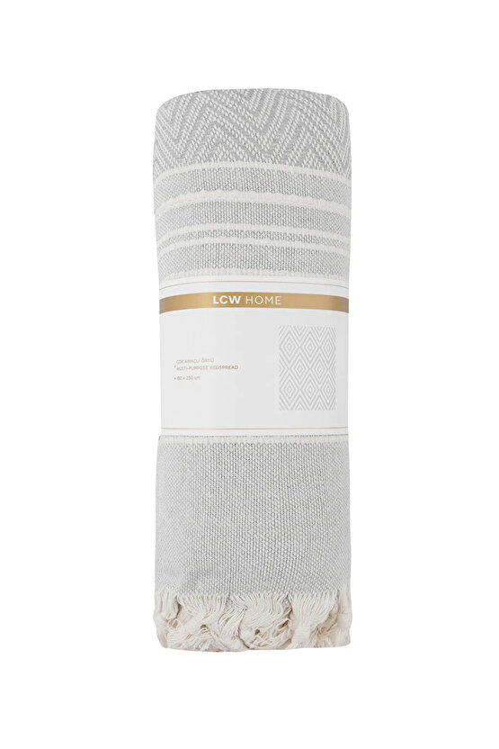 HOME Gri Çizgi Nakışlı Yatak Örtüsü 180x230 Cm