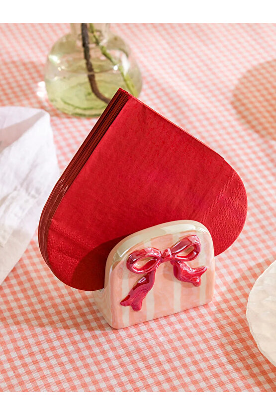 LCW HOME Pembe Fiyonk Detaylı Seramik Peçetelik 10 Cm