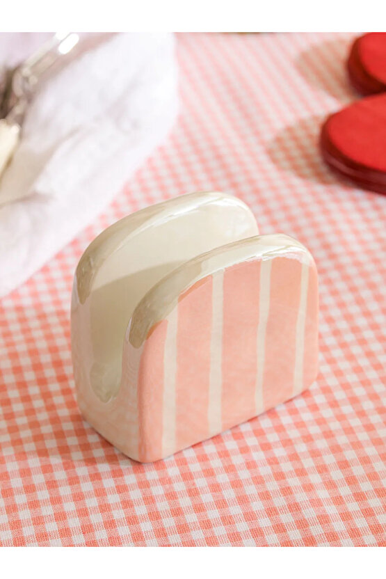 LCW HOME Pembe Fiyonk Detaylı Seramik Peçetelik 10 Cm