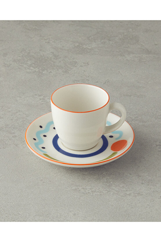Mixed Lines Porselen Kahve Fincan Takımı Renkli