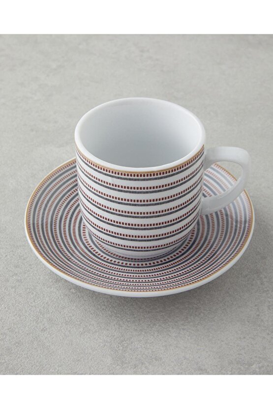 Ashley Porselen Kahve Fincan Takımı 4 Parça 2 Kişilik Siyah-Bordo (4.08.2025)