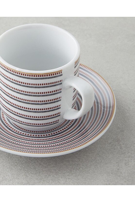 Ashley Porselen Kahve Fincan Takımı 4 Parça 2 Kişilik Siyah-Bordo (4.08.2025)