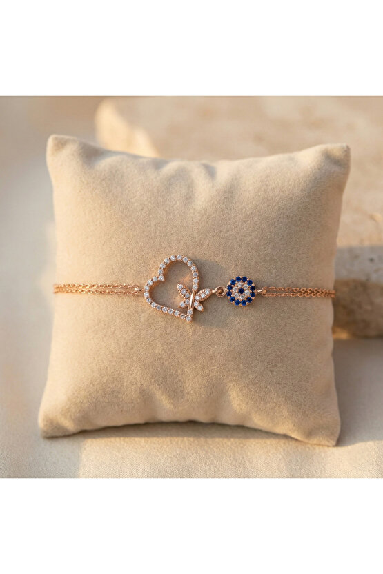 Kadın Kelebekli Kalp Bileklik