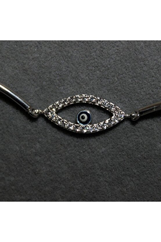 Kadın Beyaz Nazar Boncuklu Göz Şarnelli Bileklik