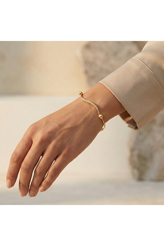 Gold Taşlı Şarnelli Bileklik