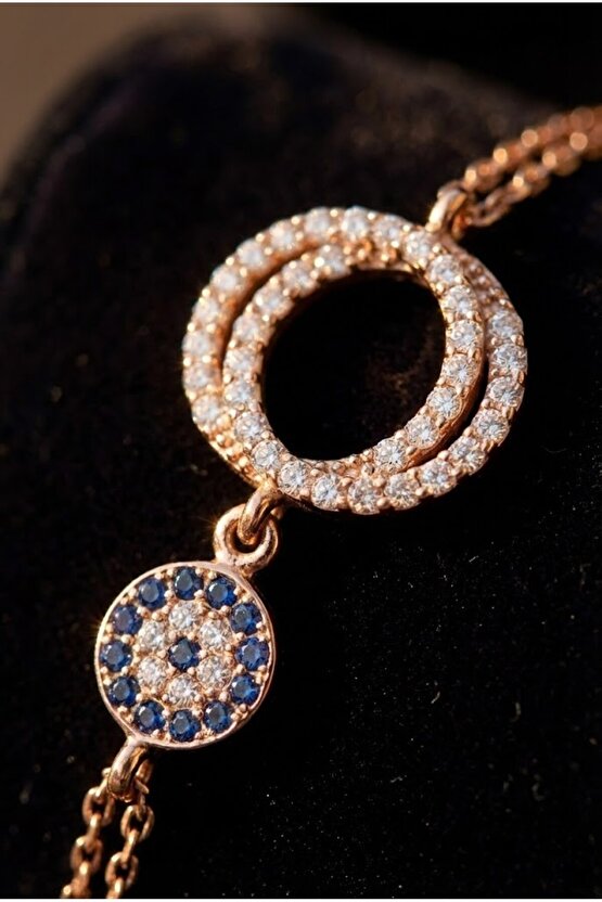 Taşlı Halkalı Rose Bileklik