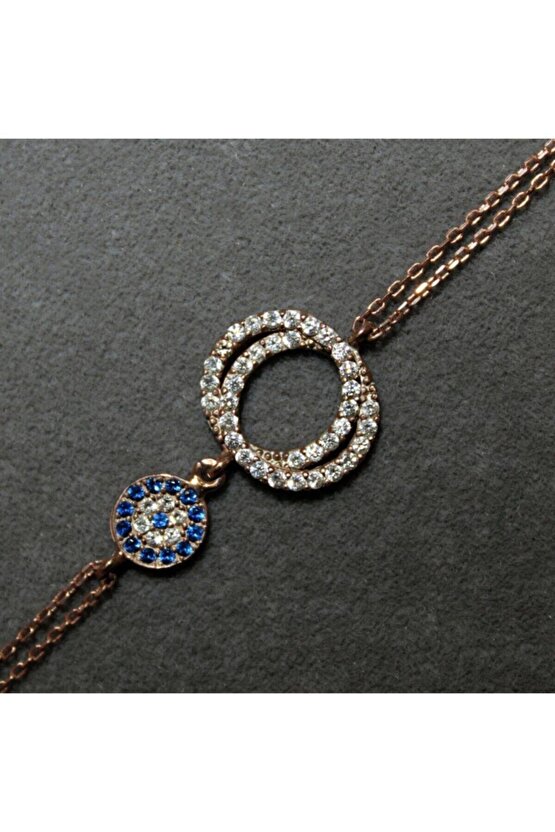 Taşlı Halkalı Rose Bileklik