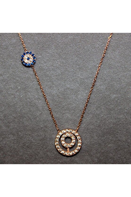Taşlı Halka Rose Kolye