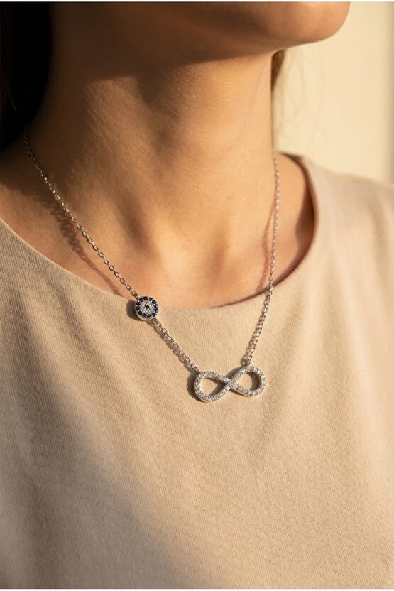 Taşlı Büyük Sonsuzluk Kolye