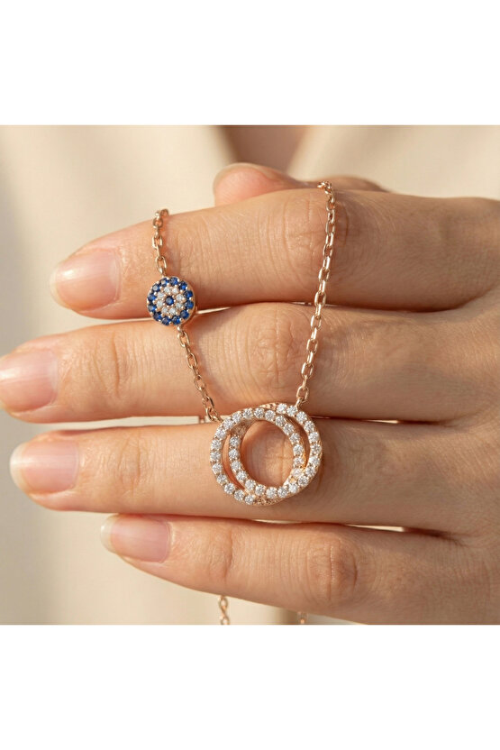 Taşlı Halka Kolye