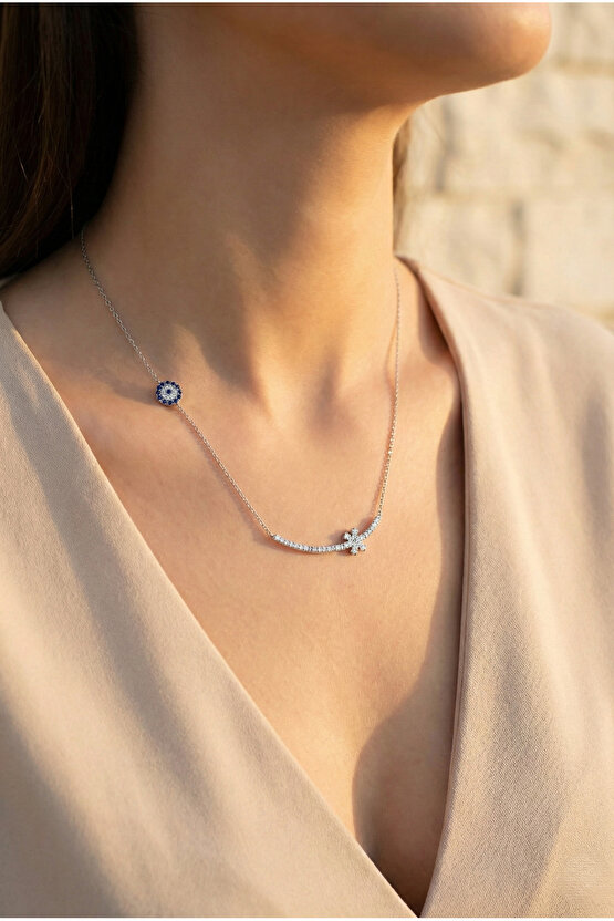 Ince Çizgili Kar Tanesi Kolye