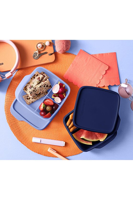 Bölmeli Yemek Taşıma Kabı 550 ml Gece Mavisi