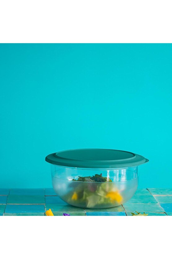 Kristalin Serisi Şeffaf Gövdeli Yemek Sunma Ve Saklama Kabı 3.5l Yeşil