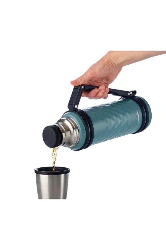 Bardaklı Termos 1.2 Litre Kırmızı Etiket