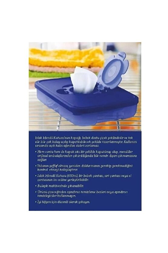 Ince Islak Mendil Kutusu 650 ml Lacivert