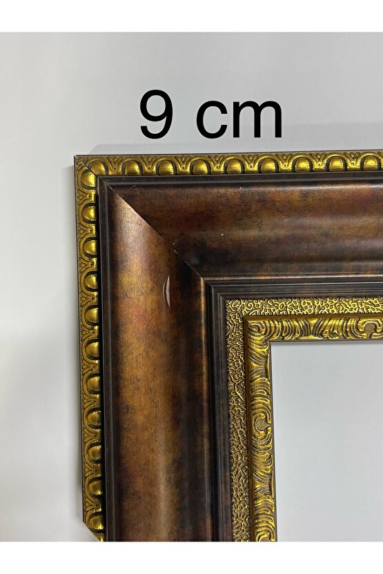 Kahverengi Gold Altın Varaklı Çerçeveli Ayna 9cm Genişlikte Çerçeve-Gold Ayna-Klasik Ayna-Salon Ayna