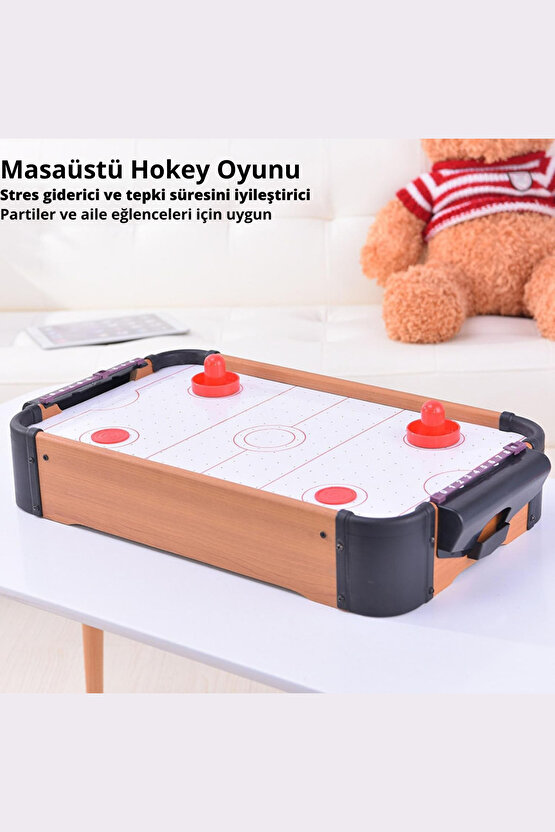 Ahşap Mini Masa Hockeyi Masa Hokeyi Masaüstü Mini Buz Hokeyi 2 Kişilik