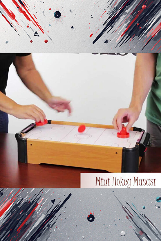 Ahşap Mini Masa Hockeyi Masa Hokeyi Masaüstü Mini Buz Hokeyi 2 Kişilik