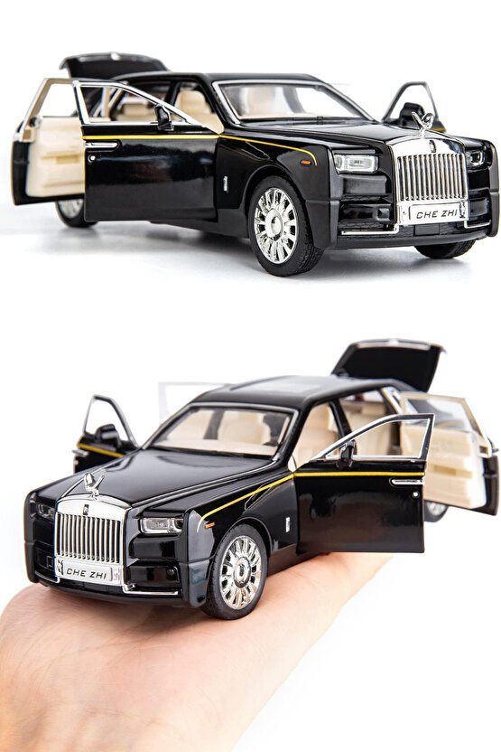 Kutulu Die-Cast 1:32 Çek-Bırak Işıklı Ve Sesli Rolls Royce Araba Kapıları Kaputu Bagajı Açılabilir