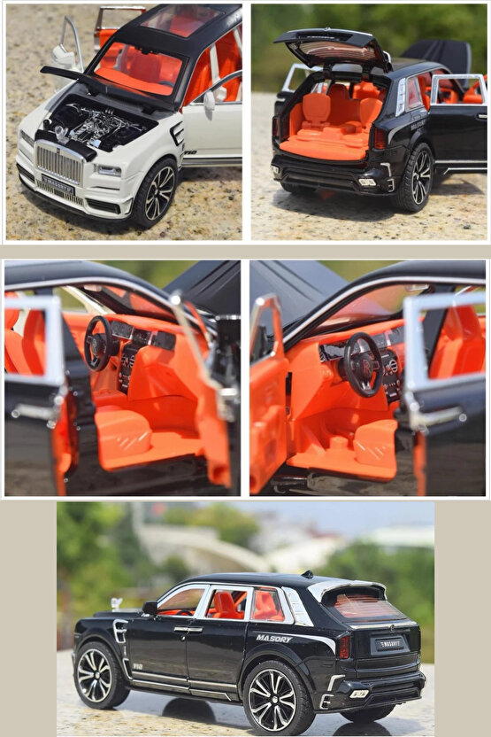 Oyuncak Die-Cast Kutulu 1:32 Ölçek Kapıları Bagajı ve Kaputu Açılan Çek-Bırak Işık Ve Sesli RR Jeep