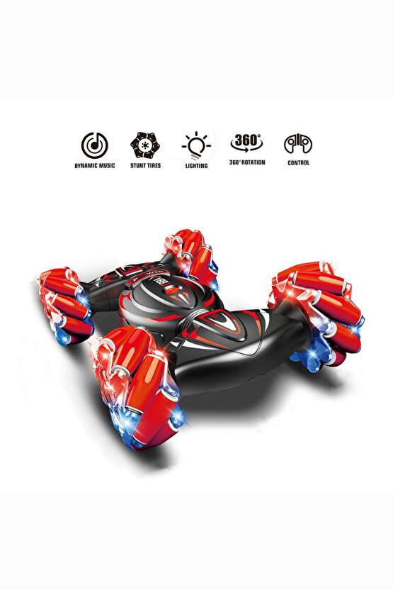 Oyuncak Uzaktan Kumanda ve Bilekten Kontrollü 2.4G Işıklı ve Müzikli Araba Çift Kumandalı