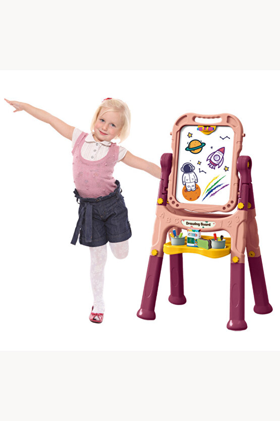Çocuklar İçin Ayaklı Çizim Tahtası 47 Parça Set Aktivite Çizim Boyama Eğitici Set