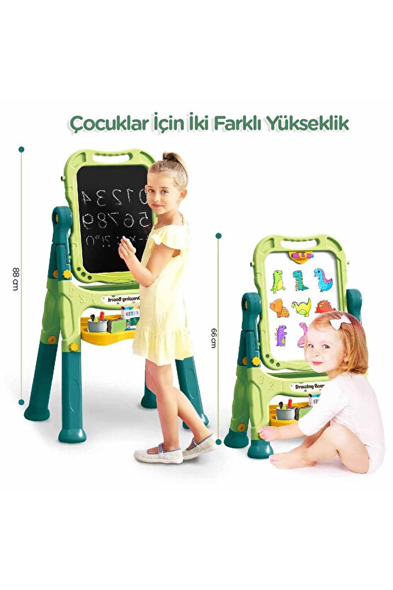 Çocuklar İçin Ayaklı Çizim Tahtası 47 Parça Set Aktivite Çizim Boyama Eğitici Set