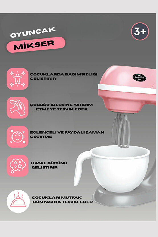 Oyuncak Kutulu Işıklı Pilli Büyük Pembe Mikser Evcilik ve Mutfak Oyunları