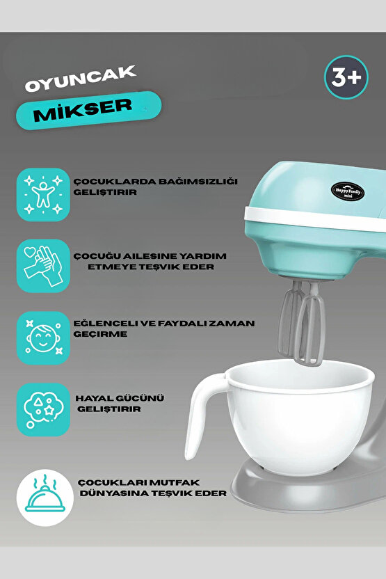 Oyuncak Kutulu Işıklı Pilli Büyük Mavi Mikser Evcilik ve Mutfak Oyunları