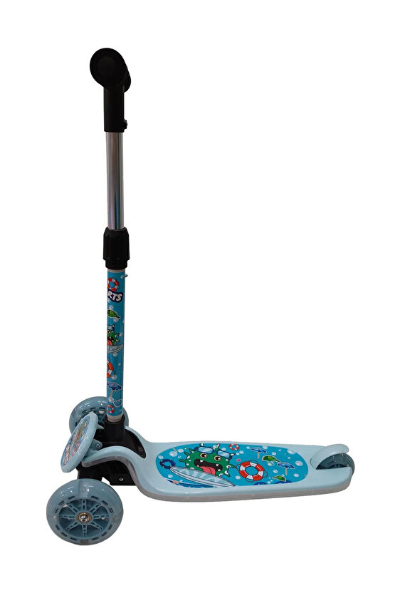 Yüksekliği Ayarlanabilen (67-73 Cm) Led Işıklı 3 Tekerli Scooter (Kask Dahil Değildir)