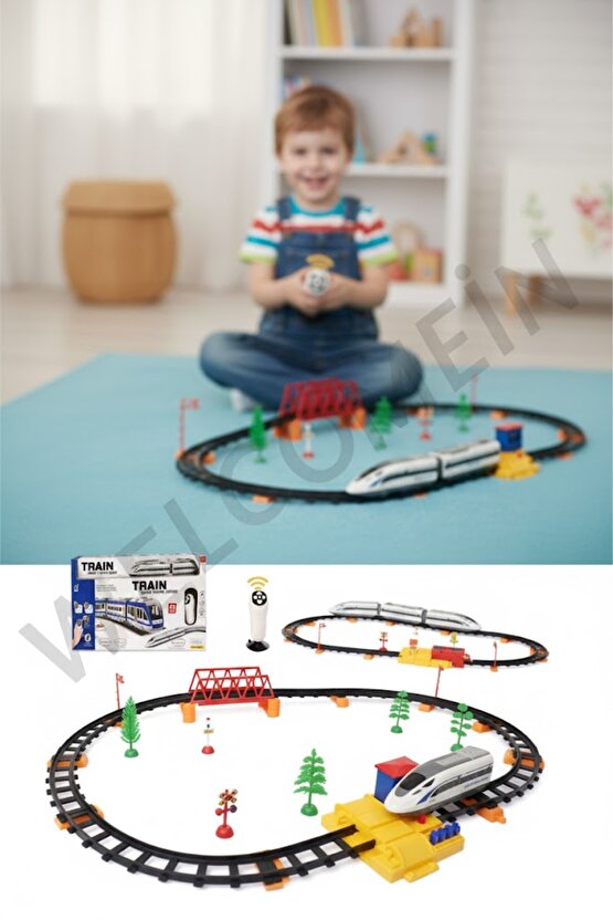 Oyuncak Uzaktan Kumandalı 49 Parça Işıklı 265 Cm Hızlı Tren Set