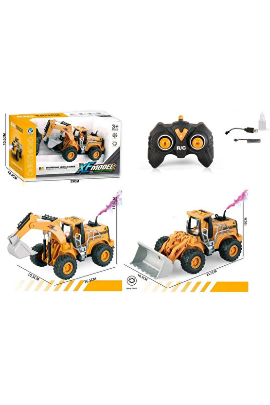 Oyuncak Uzaktan Kumandalı Şarjlı Buhar Atan Kazıcı Yükleyici Buharlı İş Makinası
