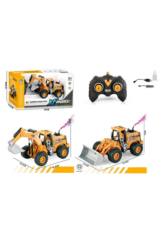 Oyuncak Uzaktan Kumandalı Şarjlı Buhar Atan Kazıcı Yükleyici Buharlı İş Makinası
