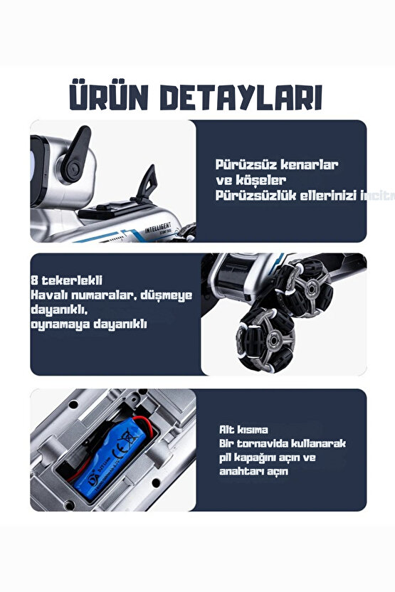Oyuncak Şarjlı 2.4 Ghz Bilekten Kontrol Uzaktan Kumandalı Buharlı 8 Teker Çılgın Akrobat Köpek Araba