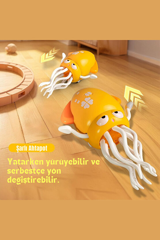 Dans Eden Ahtapot Müzikli LED Işıklı Oyuncak Şarjlı Hareketli ve Kolları Dans Eden Aktivite Seti +1
