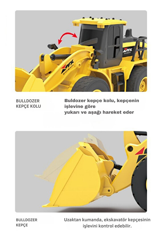 Oyuncak 40 Mhz Uzaktan Kumandalı Işıklı İş Makinası RC Bulldozer Kepçe