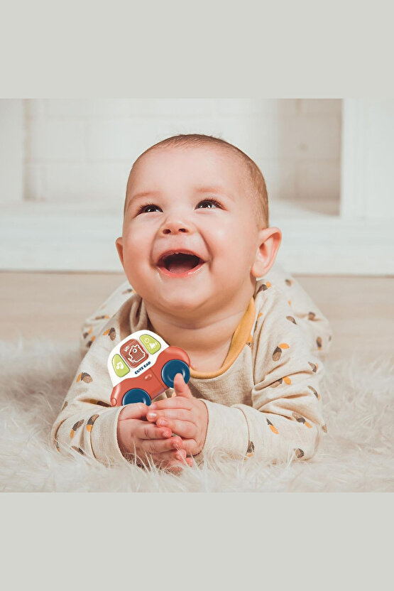 Oyuncak Sesli Işıklı Anahtarlıklı Bebek Arabası Diş Kaşıyıcılı Aktivite Oyuncağı +0 Yaş (Pil )