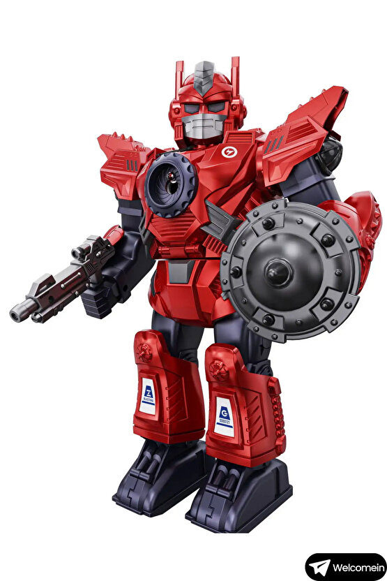 Oyuncak İnteraktif Pilli Robot Işıklı Müzikli Sesli Dans Eden Buhar Çıkartan Disk Atan Roket Atan