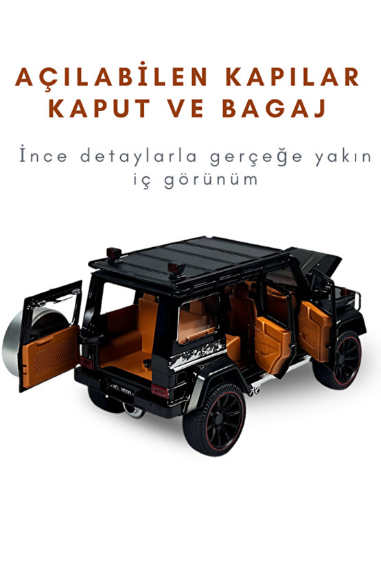 Çek-Bırak Lüks G Kasa Buhar Çıkaran Sesli Işıklı Kapıları ve Bagajı Açılabilen Oyuncak Araç Die-Cast