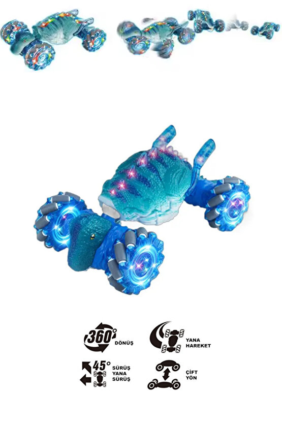 Oyuncak 4x4 2.4g Uzaktan Kumandalı Dinazor Akrobat Araba Bilekten Kontrol Şarjlı Çift Kumandalı