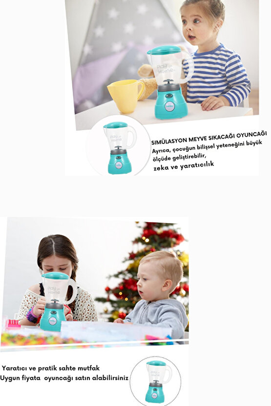 Mavi Blender Oyuncak Işıklı Aksesuarlı Gerçekçi Hareketli Blender Evcilik Aktivite Oyunu