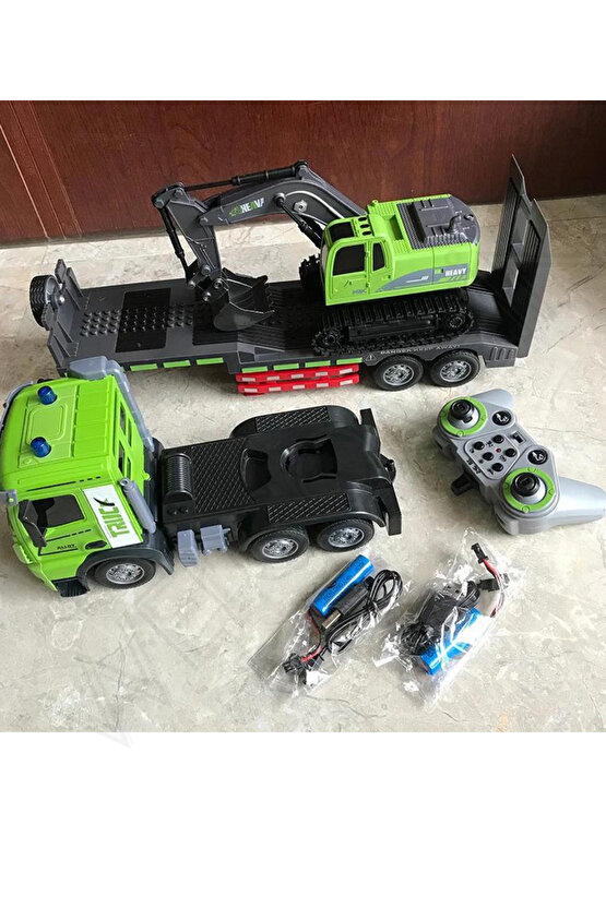 Oyuncak 2.4GHz Full Fonksiyon Uzaktan Kumandalı 1:12 Ölçek Işıklı ve Sesli Şarjlı Kepçe ve Tır