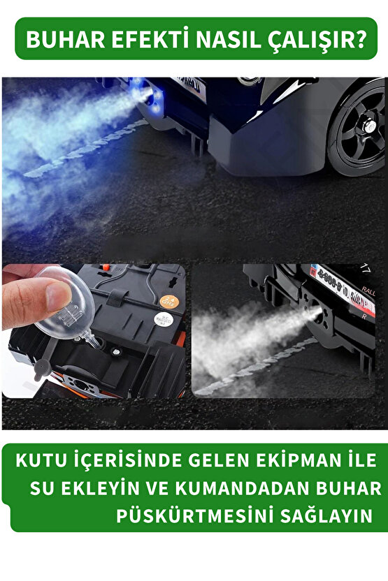 Oyuncak 2.4 GHZ Uzaktan Kumandalı Şarjlı 1:16 4X4 Buhar Atan Sesli ve Işıklı Drift ve Yarış Arabası