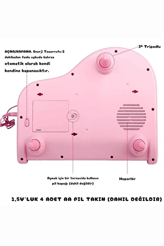 Çocuklar için Mikrofonlu 31 Tuşlu Mp3 Çalar Pembe Piyano Müzik Aktivite Oyuncağı