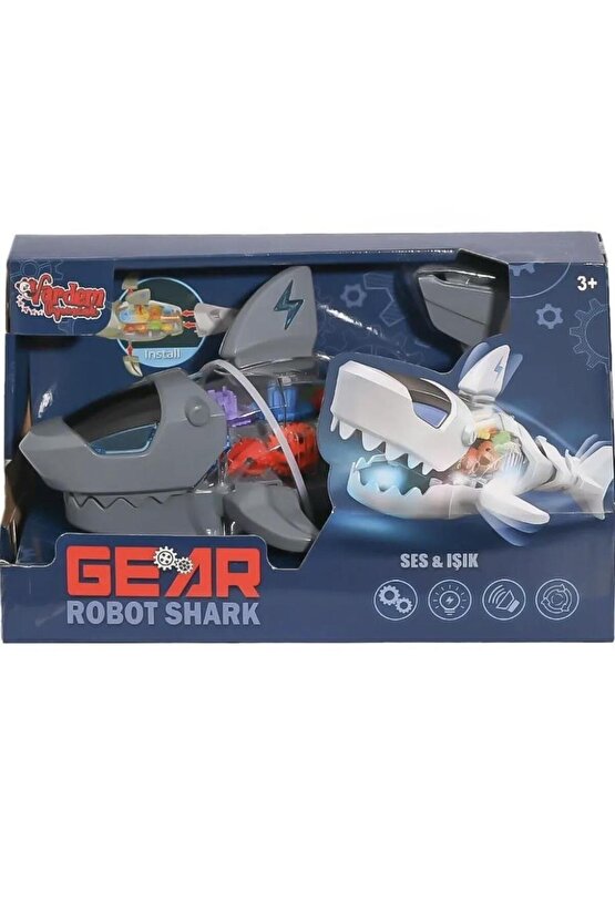 Müzikli Sesli Işıklı Şeffaf Robot Köpek Balığı