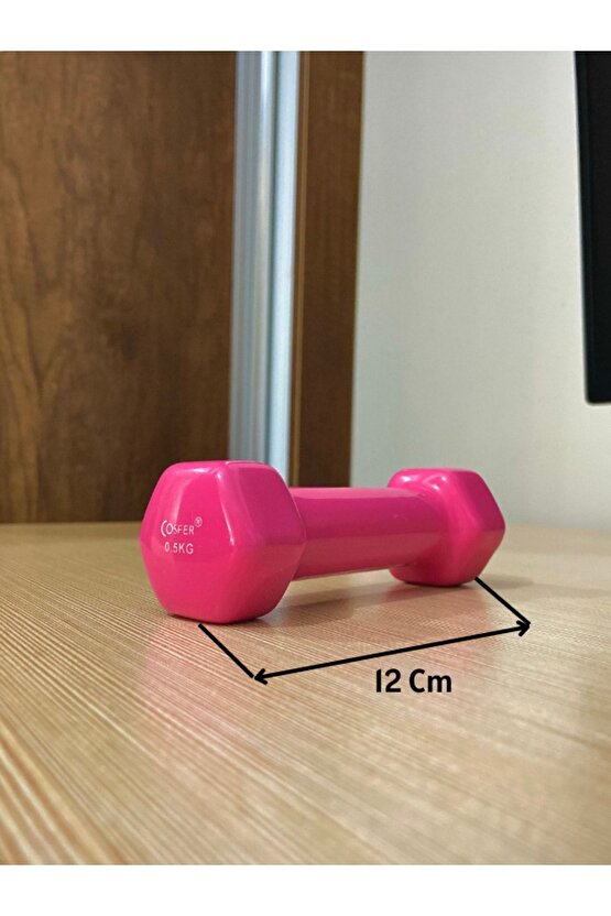 0.5kg Demir Dambıl Vinyl Kaplı Pembe 2 Adet Fitness Çocuk Dumbell