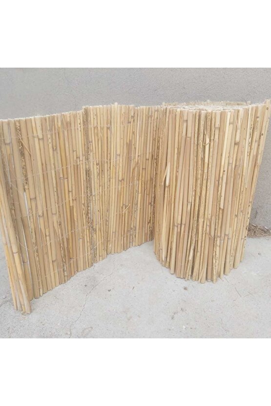 20cm x 5 Metre Bambu Kamış Hasır Çit, Misina İpli Doğal Dekorasyon, Balkon ve Bahçe Çiti