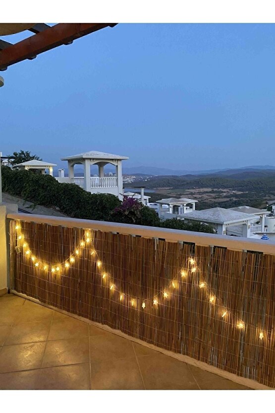 1m X 5m Hasır Kamış Çit Bambu Gölgelik Bahçe Dekor Misina Örgü Kamış Hasır Doğal